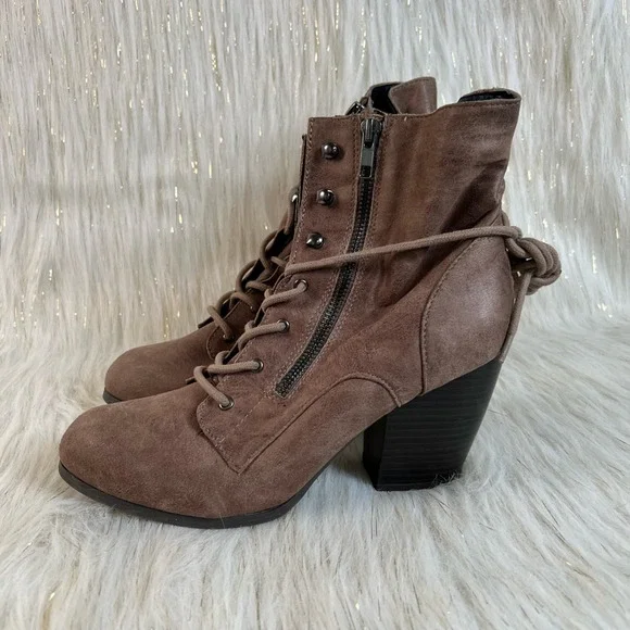 Dolce By Mojo Moxy Womens Ankle Boots Booties Brown Taupe Zipper High 10 W - Picture 3 of 9